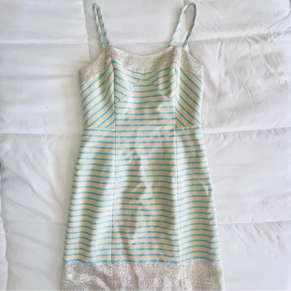 Lilly Pulitzer Remi Dress Blue Horizon Bayview Stripe w/ Straps Derby Party - Picture 4 of 6